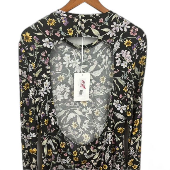 Les Reveries Open Back Liberty Floral Long Sleeve Mini Dress NWT Size Large - Picture 9 of 15